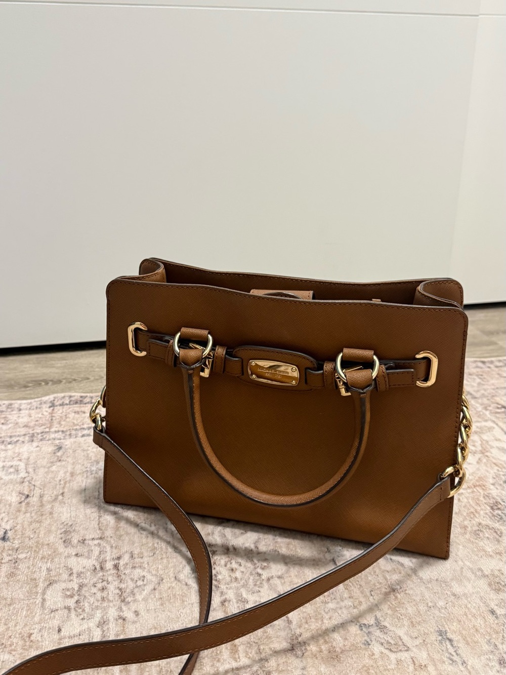 Michael Kors Brown Leather Top-Handle Satchel with Gold Hardware - Picture 5 of 11